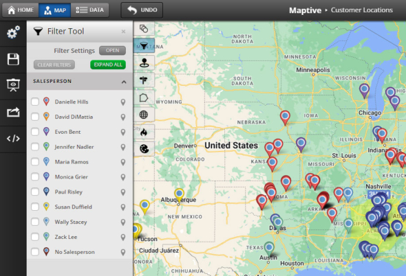 Map Marker Filtering Tool Maptive