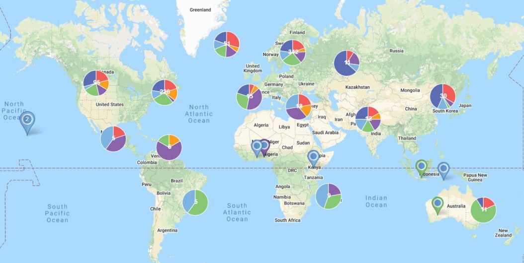 How To Plot Multiple Locations On A Map Maptive   Global Mapping Software Nobel Prize Pie Chart Clusters 1 1054x530 