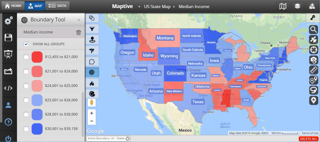US States Colored By Median Income 1024x456 