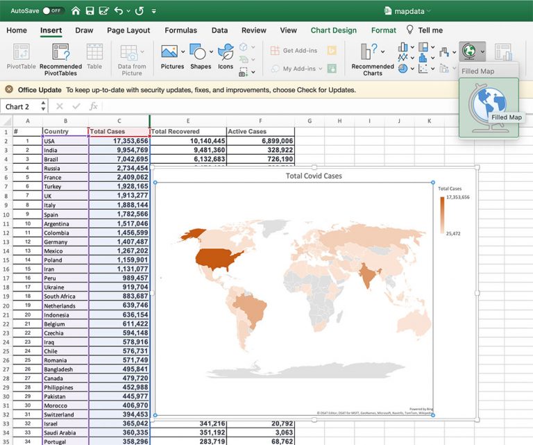 excel map chart