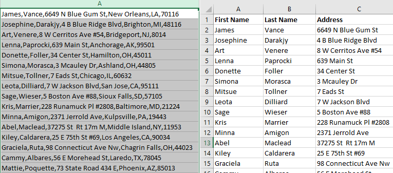 How To Split Addresses In Excel Maptive 8178