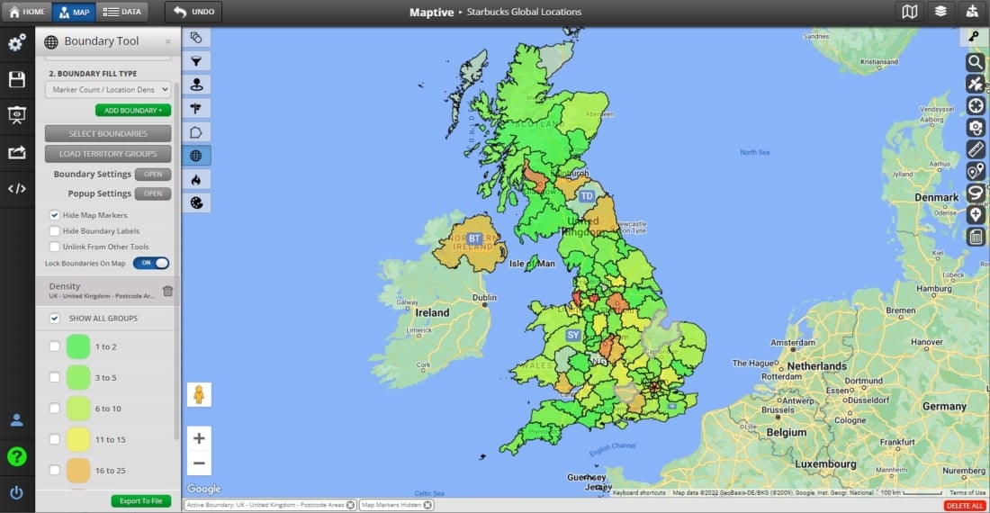 UK Postcode Heat Maps | Maptive