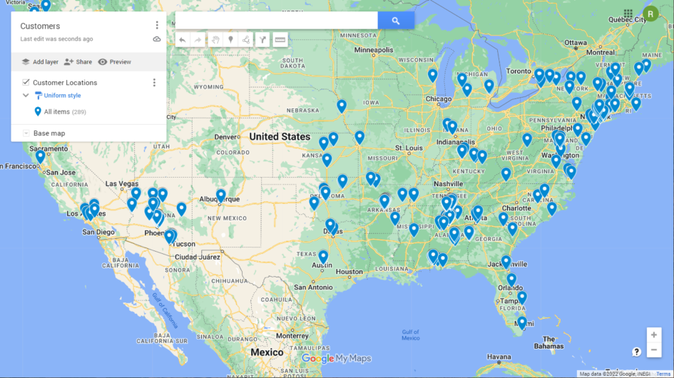 How To Map Multiple Locations With Google Maps Maptive   Customer Location Map 945x530 