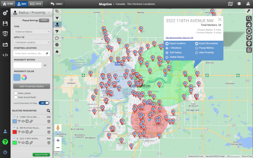 Radius Map Tool - Draw a Radius on a Map | Maptive